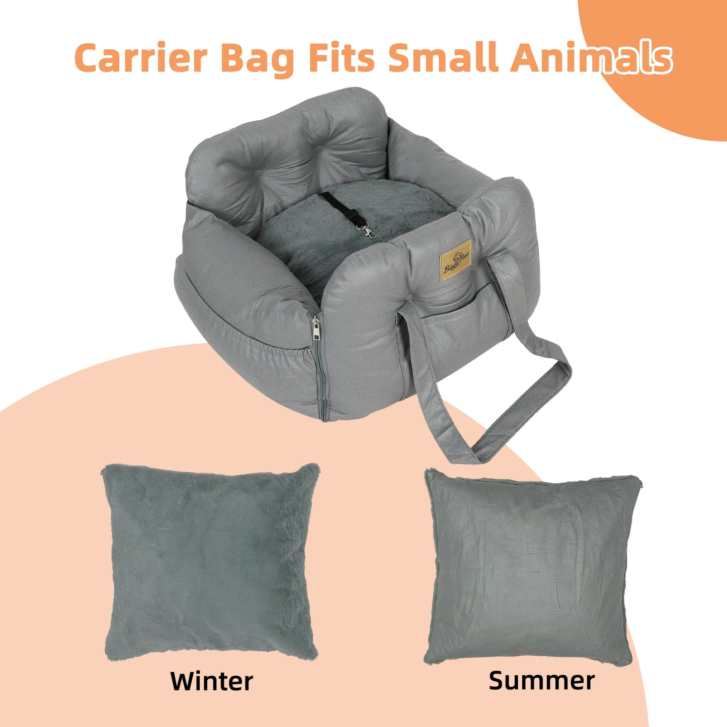 Portable Dog Car Seat Carrier with Safety Belt