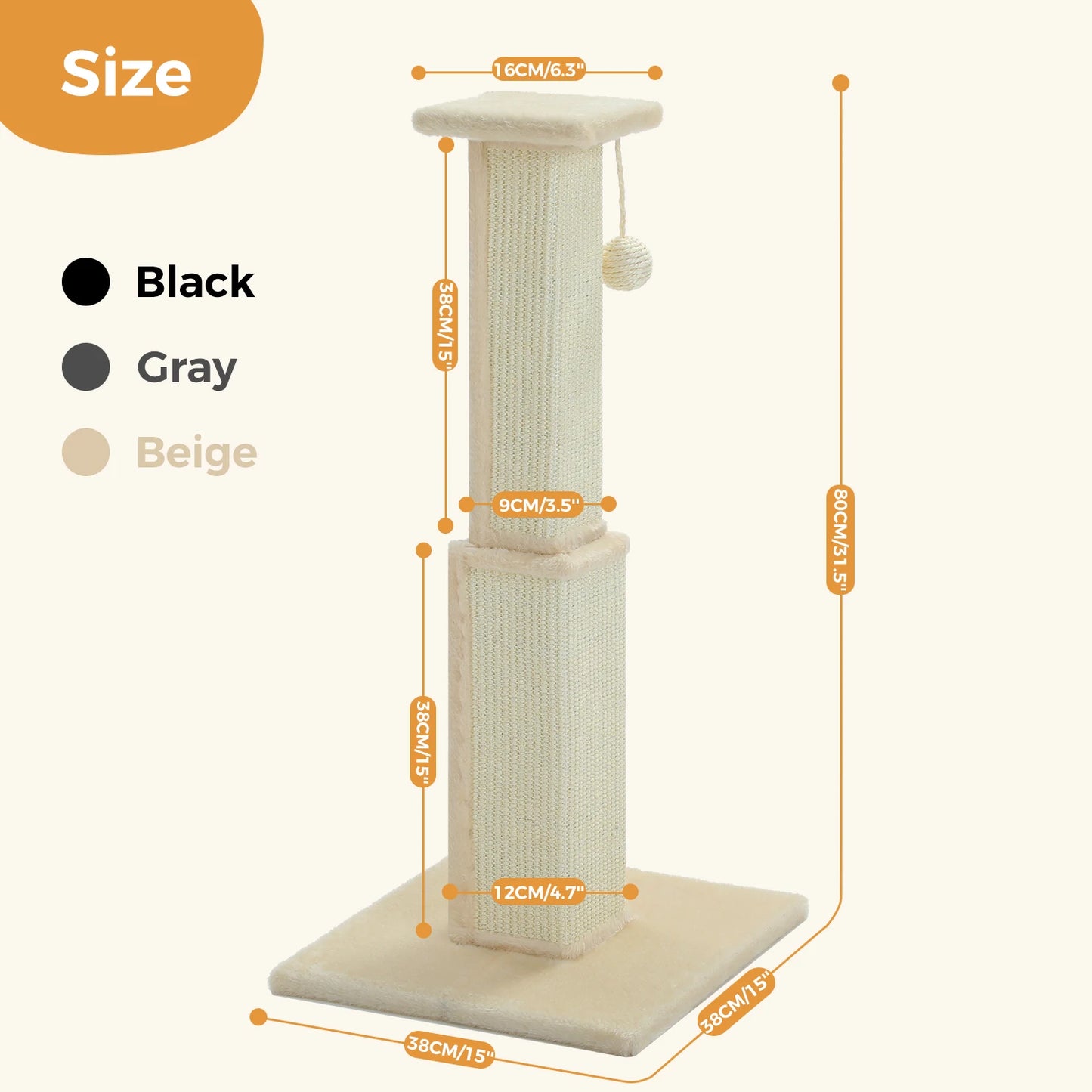 80cm Cat Scratching Post (+Colours)
