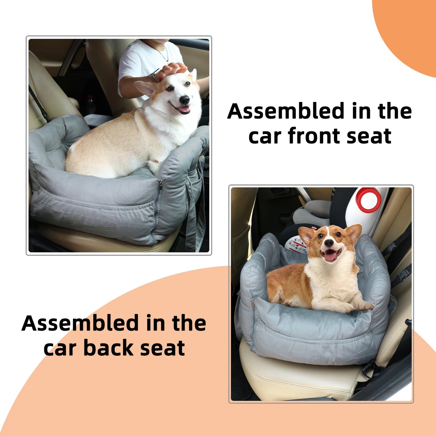 Portable Dog Car Seat Carrier with Safety Belt